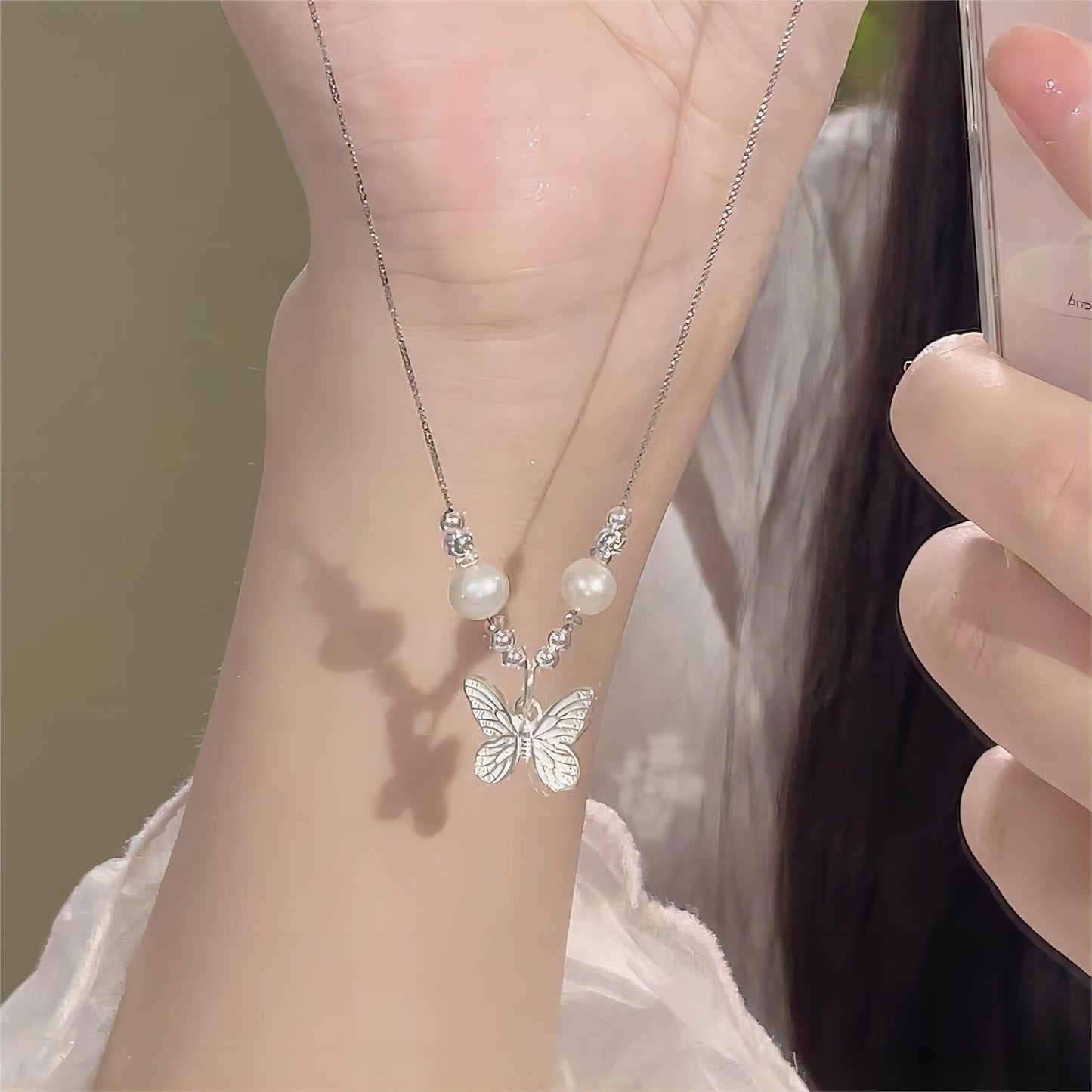 Dainty Silver Filled Butterfly Necklace