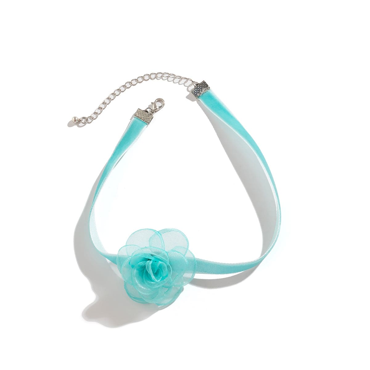 Elegant Grenadine Flower Velvet Collar Choker Necklace