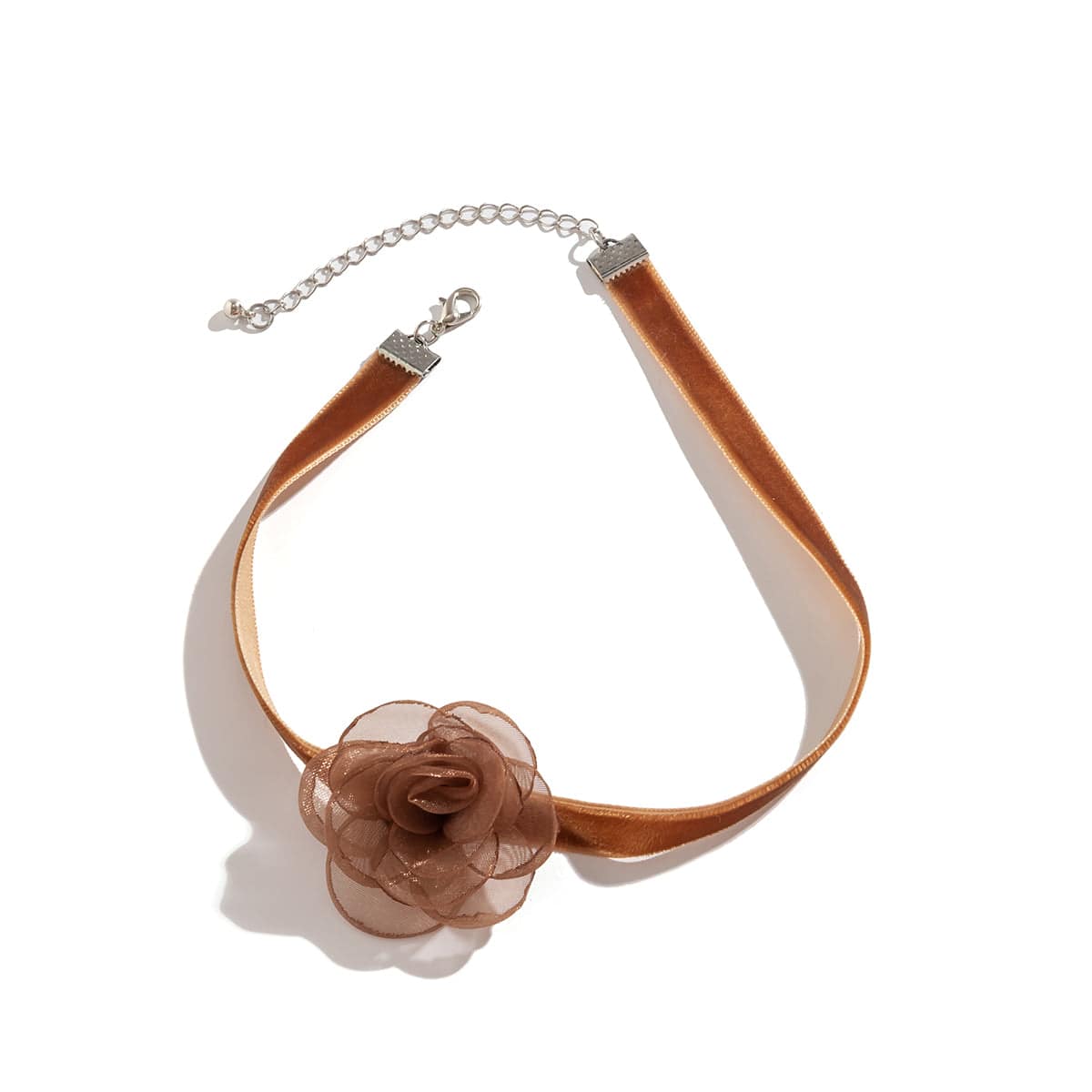 Elegant Grenadine Flower Velvet Collar Choker Necklace