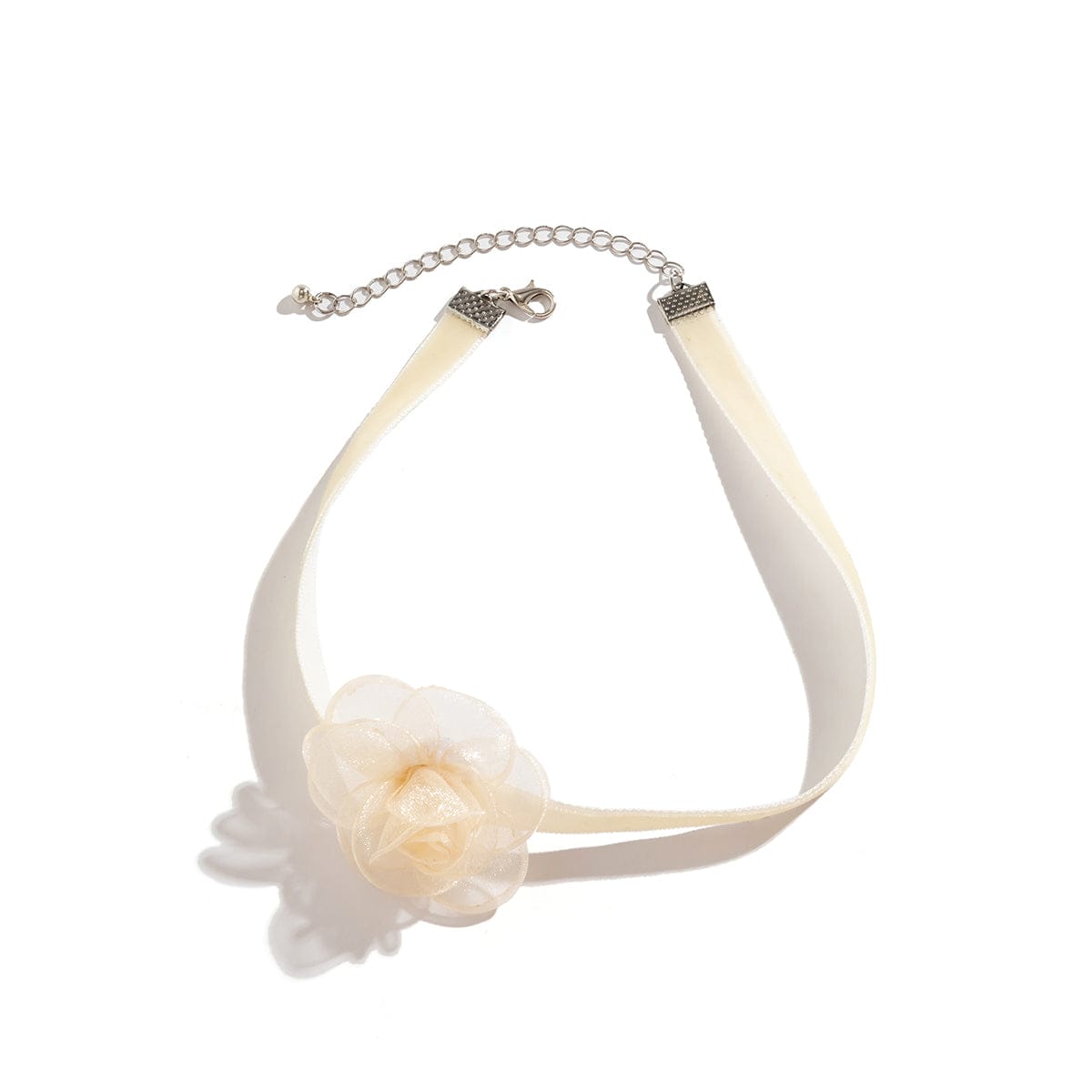 Elegant Grenadine Flower Velvet Collar Choker Necklace