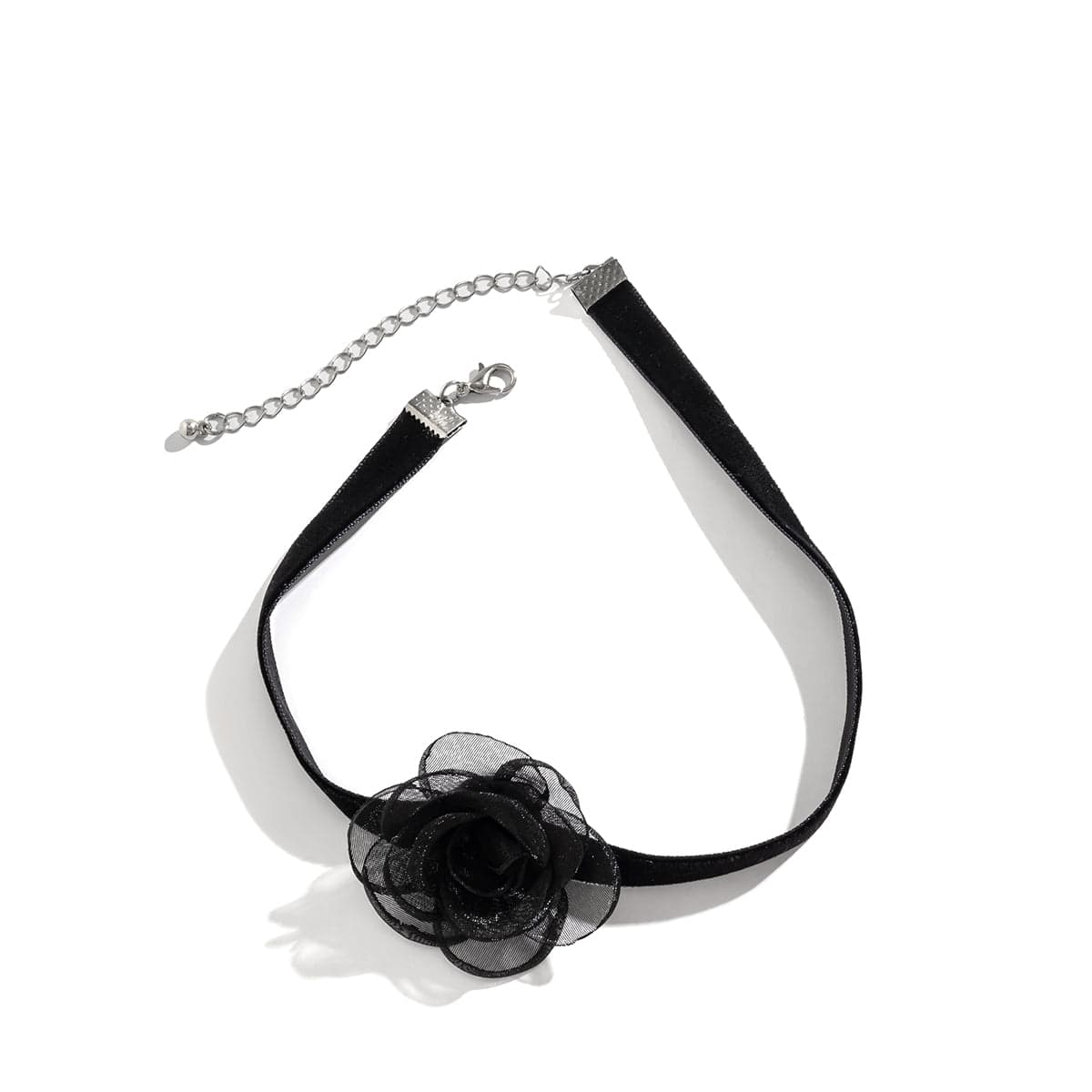 Elegant Grenadine Flower Velvet Collar Choker Necklace